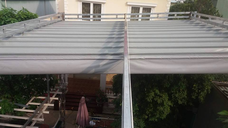 Báo giá mái xếp, bạt xếp bạt kéo lùa lượn sóng di động phát đạt tại hòa bình