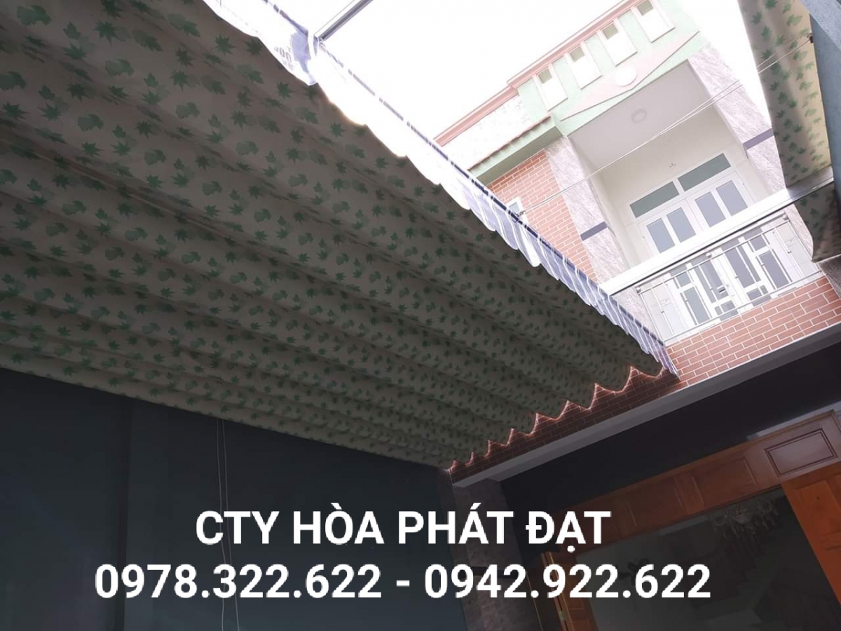 mái bạt kéo xếp hoa văn mẫu mới